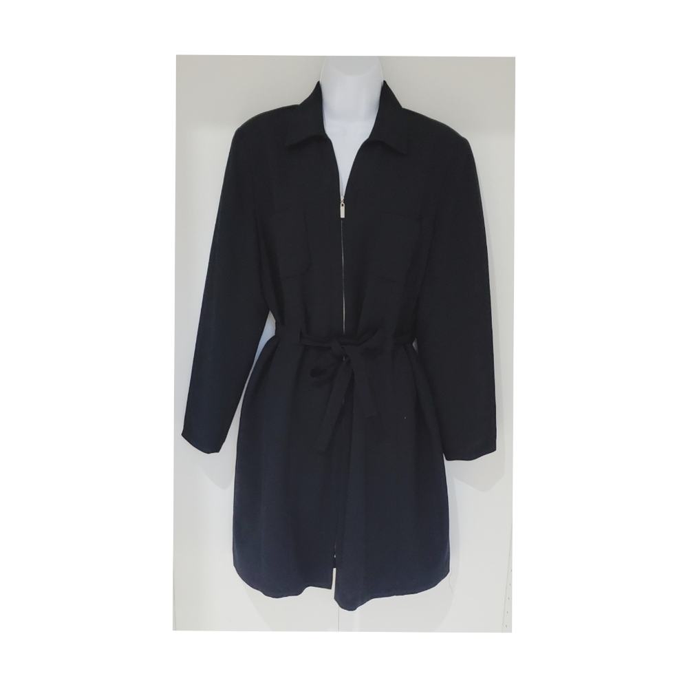 Anna Taylor Petite Black Belted Long Sleeve Dress Size 12p
